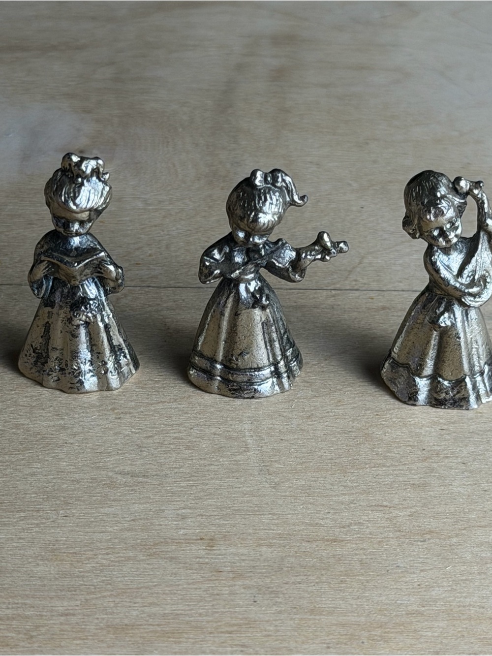 Set of 3 Silver Choir Girl Figurines - Decorative Home Accent